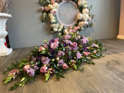 Lilac, Mauve, Purple  & White Casket Spray - Beautiful Casket double ended spray in Mauve, Purple, Lilac and White. Including Memory Lane Roses.
Standard- 3ft
Medium- 4ft
Large- 5ft Lilac, Mauve, Purple  & White Casket Spray - Beautiful Casket double ended spray in Mauve, Purple, Lilac and White. Including Memory Lane Roses.
Standard- 3ft
Medium- 4ft
Large- 5ft