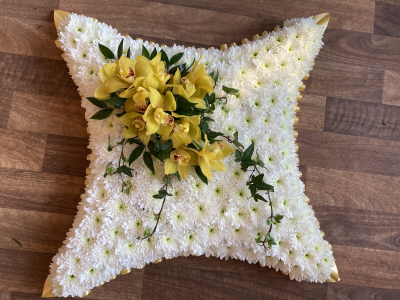 Cushion - Cushion based in white with Gold Orchids Cushion - Cushion based in white with Gold Orchids