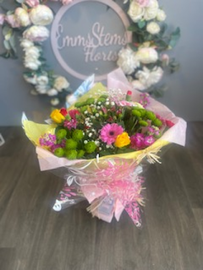 Fun & Vibrant - Vibrant and Fun Aqua Packed Bouquet in a mix of seasonal flowers. Fun & Vibrant - Vibrant and Fun Aqua Packed Bouquet in a mix of seasonal flowers.